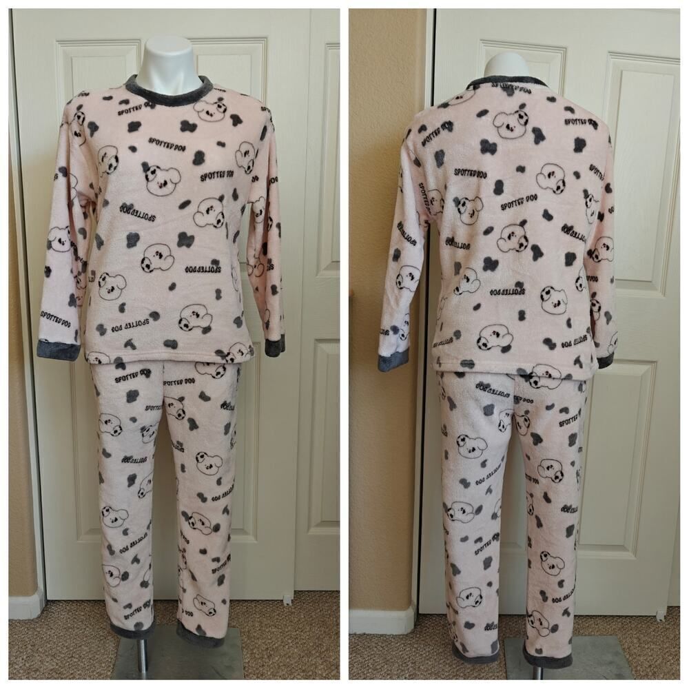Spotted Dog fleece pajama set sz M